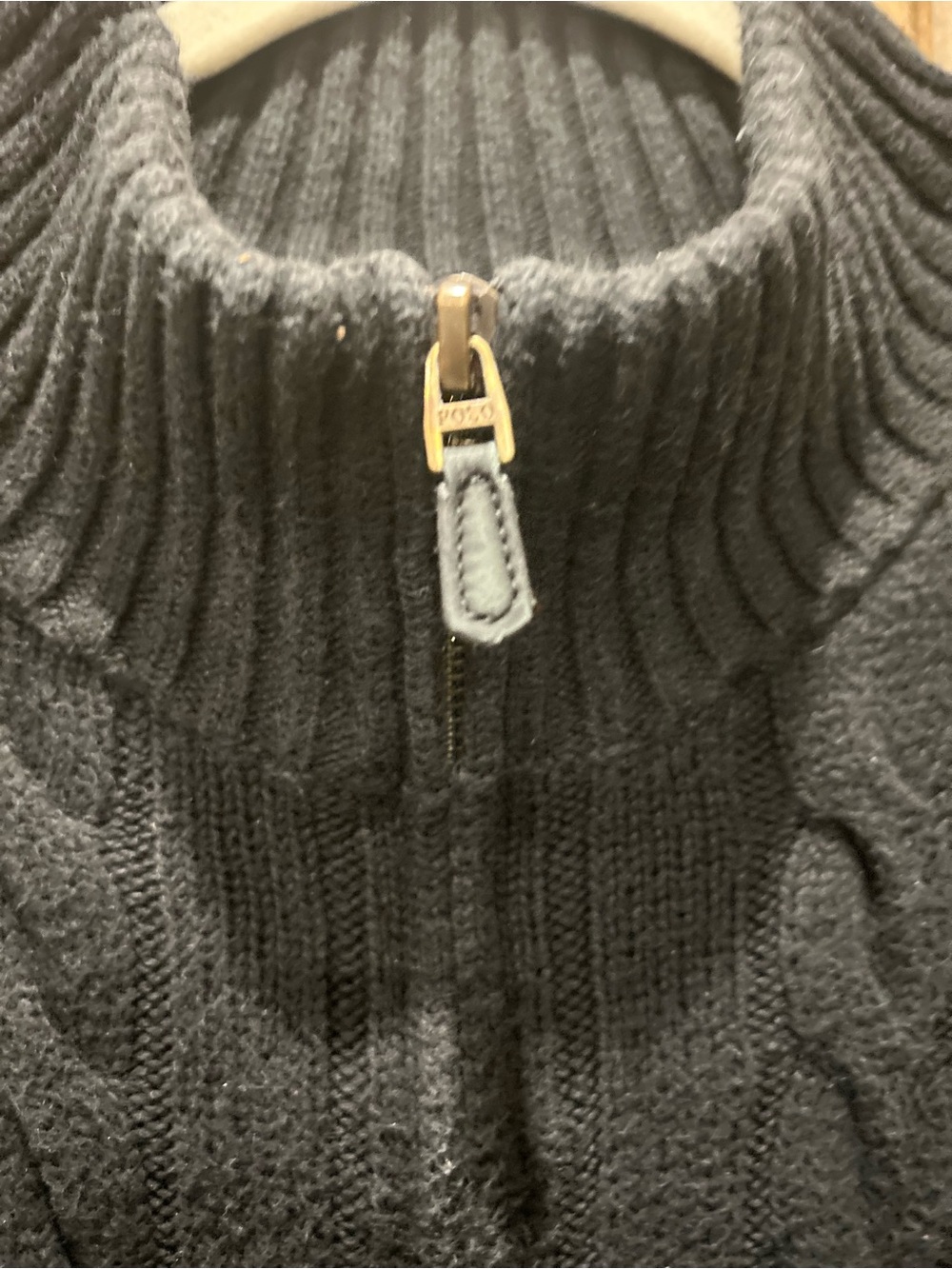 Polo by Ralph Lauren Black Cable-Knit Quarter-Zip Sweater with Red Pony XXL - Picture 6 of 9